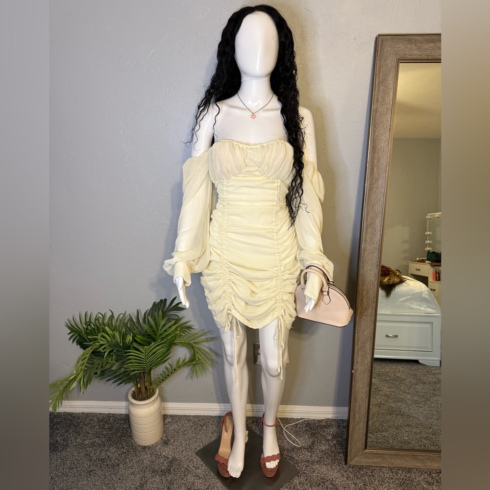 Elegant Cream Off-Shoulder Dress